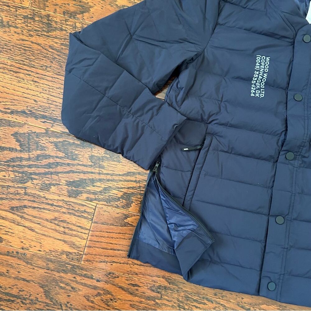 Wood Wood Keanu Light Padded Puffer Jacket in Navy Size Large NWT - Picture 7 of 15